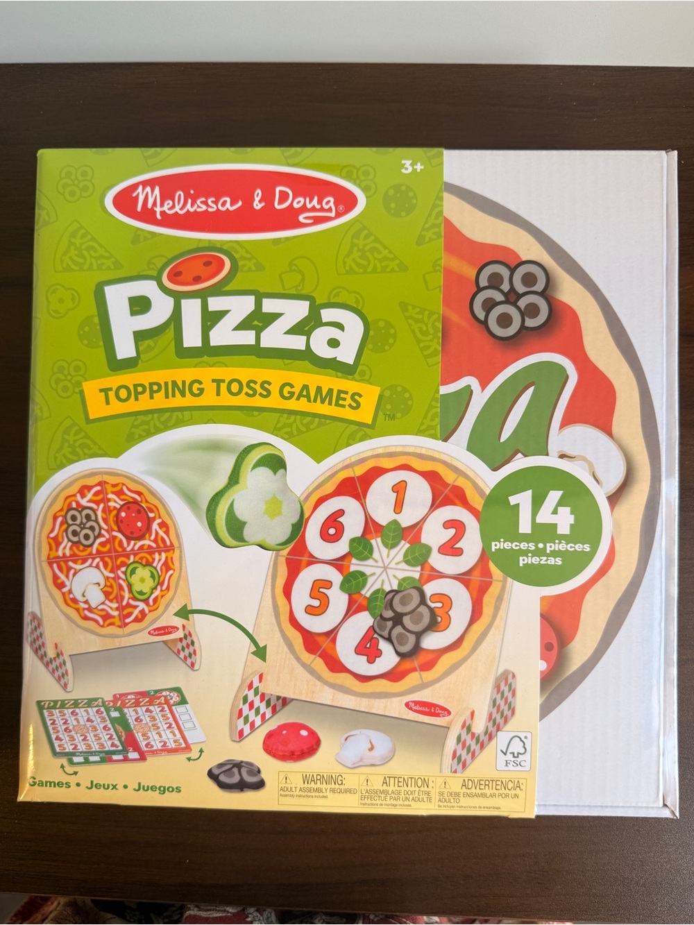 Melissa & Doug Wooden Double-Sided Pizza Topping Toss Games 14 Pieces NEW